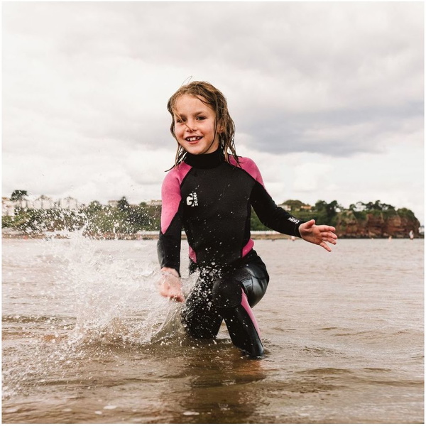 2025 Gul Junior Girls G-Force 3mm Flatlock Wetsuit GF1308-B7 - Black / Pink